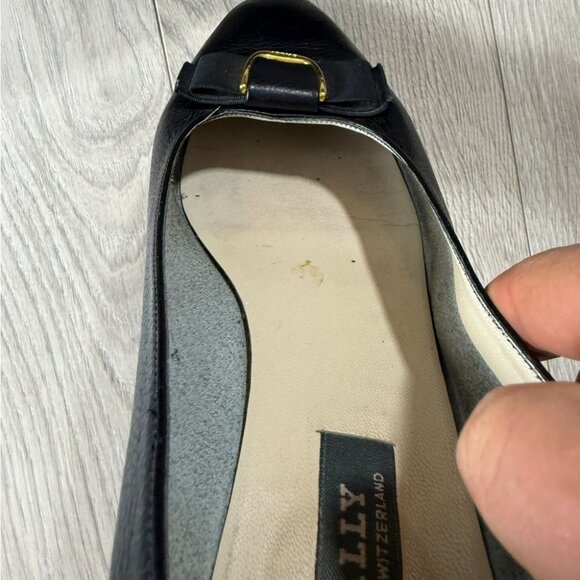 Bally Vintage Black Leather Kitten Heels - Picture 7 of 12